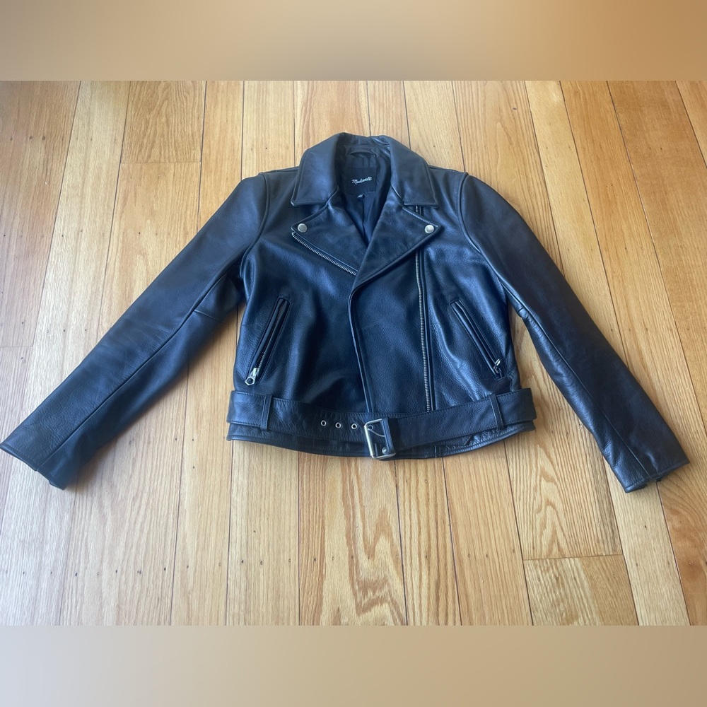 Madewell Black Leather Moto Jacket - Picture 2 of 10